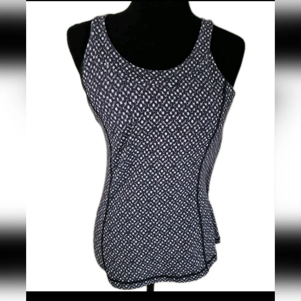 Lululemon Womens Black And White Geometric Print Strappy Back Enhearten Tank 8